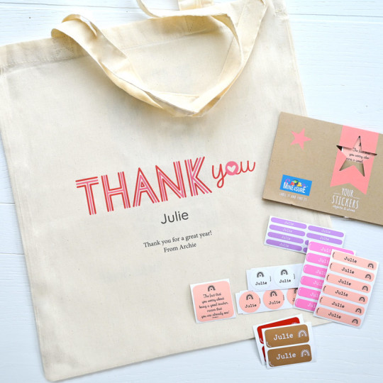 Maxi pack merci ma tresse des tiquettes personnalis es son nom un sac Tote Bag son nom emporter partout A qui S
